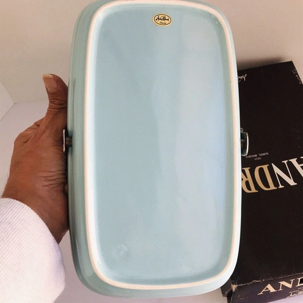 NIB Vintage Andre Richard Towel Holder In Blue With SS Handle Made Japan RARE